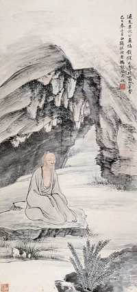 冯超然 1929年作 坐禅图 立轴